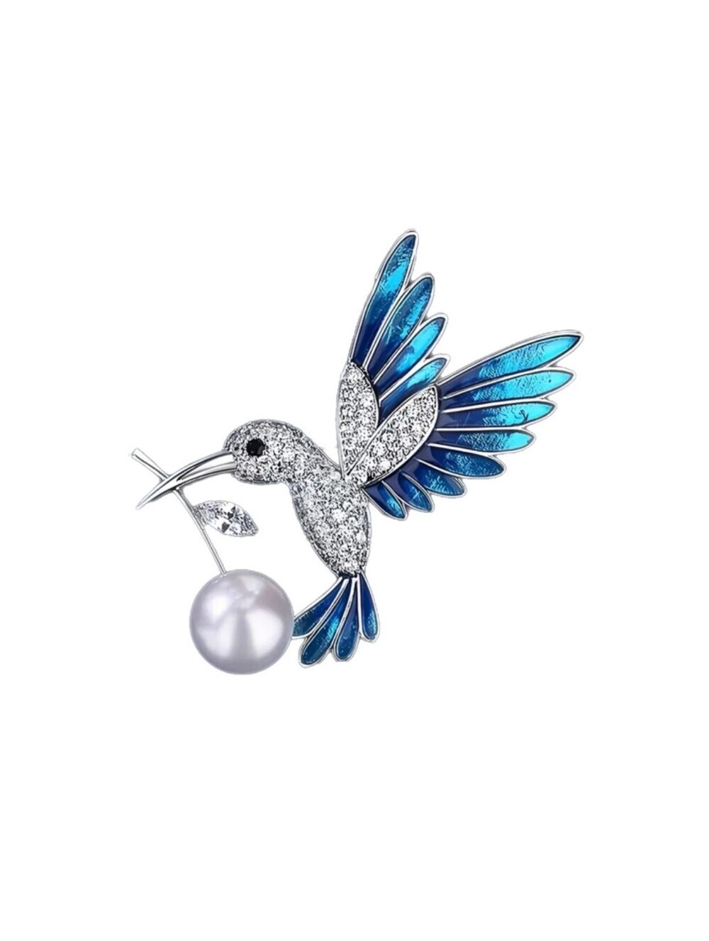Silver Hummingbird Brooch Pin Novelty Jewelry - Picture 1 of 4